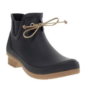 Chooka Womens Downtown Tie Rain Ankle Boots US 6 EU 37 Black Waterproof EUC